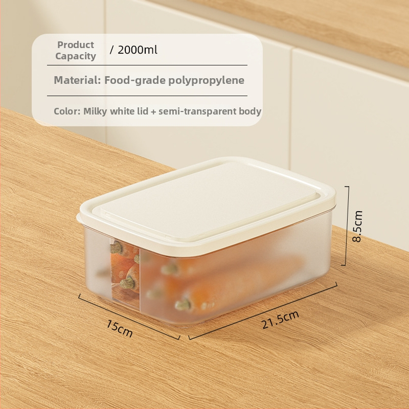 Kutija za čuvanje hrane u hladnjaku, kremasti stil, kvadratnog oblika, plastična, mikrovalno sigurna