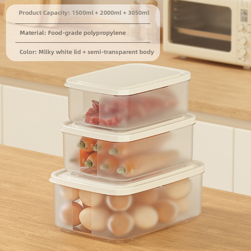 Kutija za čuvanje hrane u hladnjaku, kremasti stil, kvadratnog oblika, plastična, mikrovalno sigurna