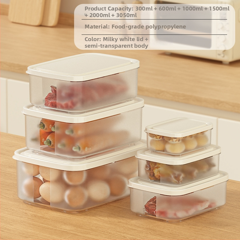 Kutija za čuvanje hrane u hladnjaku, kremasti stil, kvadratnog oblika, plastična, mikrovalno sigurna