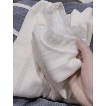 Organza pleteni džemper, dugi rukavi, okrugli ovratnik, slobodan kroj, kratka duljina (≤40 cm)