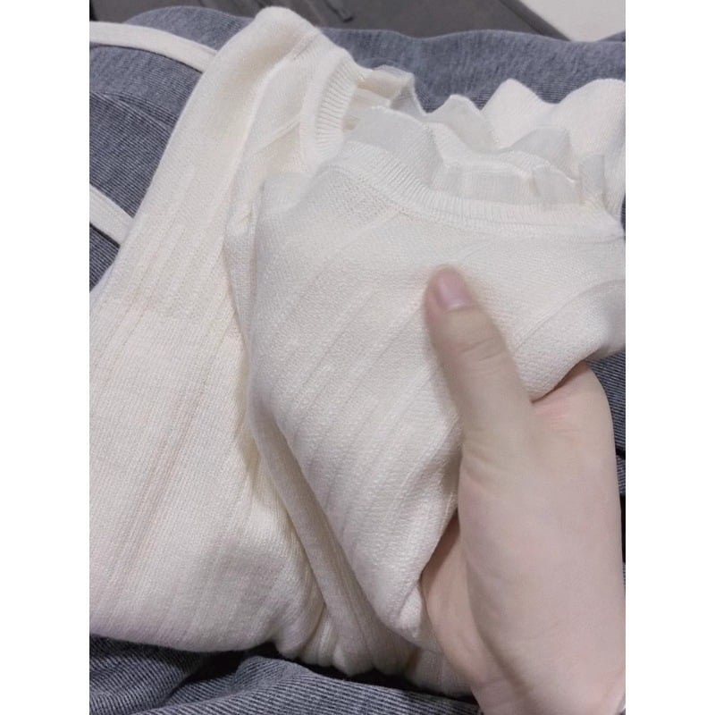 Organza pleteni džemper, dugi rukavi, okrugli ovratnik, slobodan kroj, kratka duljina (≤40 cm)