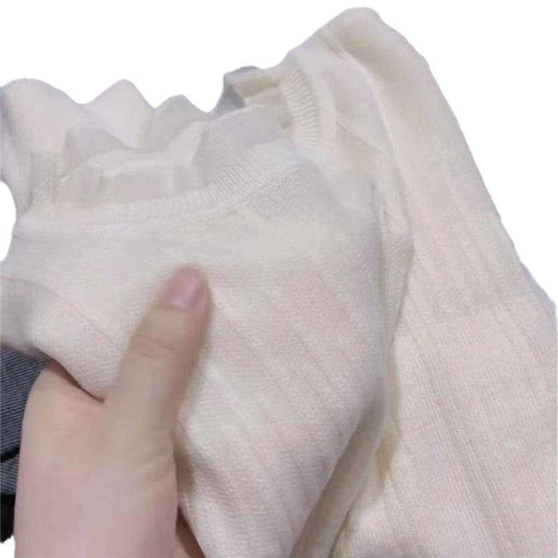 Organza pleteni džemper, dugi rukavi, okrugli ovratnik, slobodan kroj, kratka duljina (≤40 cm)