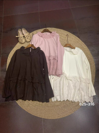 Ženska majica – slobodan kroj, Mori Girl stil, šivana čipka, pamuk, dugi rukav