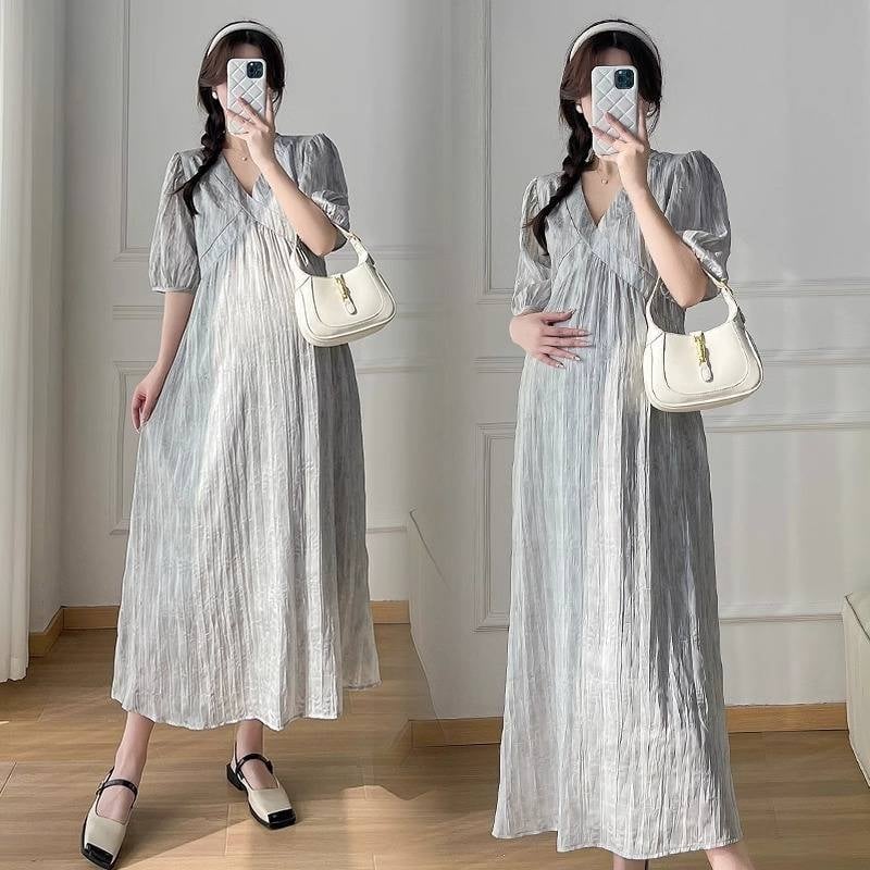 Trudnička ljetna haljina s petalnim rukavima, poliester tkanina 90–95%, midi duljina