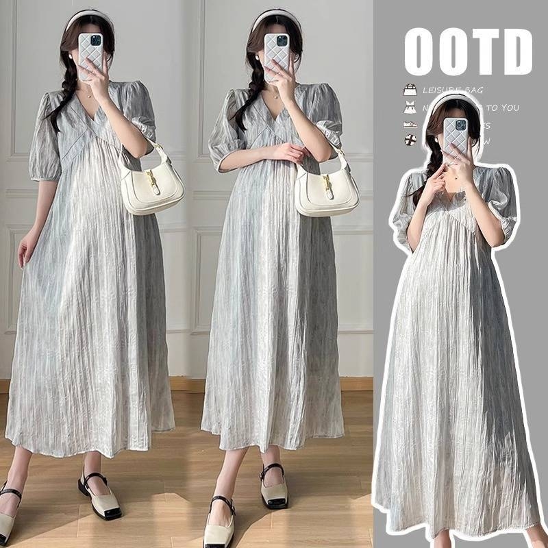 Trudnička ljetna haljina s petalnim rukavima, poliester tkanina 90–95%, midi duljina