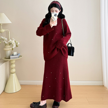 Set od Chenille: Top s pet četvrtastih rukava i rogovih rukava, suknja, Spandex <30%