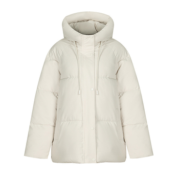 Дамско палто с пух‑памук, качулка, средна дължина (65–80 см), полиестерова тъкан, цип