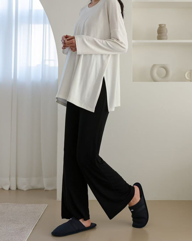 Trudničke pidžama hlače od modalnog materijala, visoki struk, podrška za trbuh, lagan materijal (90–95% modal, visoka elastičnost)