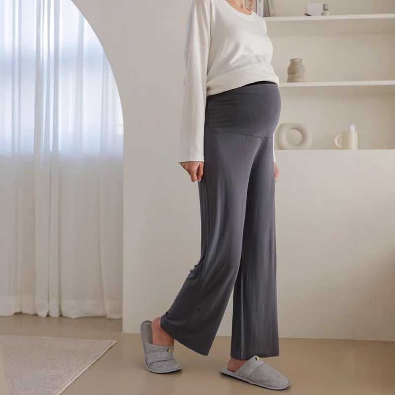 Trudničke pidžama hlače od modalnog materijala, visoki struk, podrška za trbuh, lagan materijal (90–95% modal, visoka elastičnost)