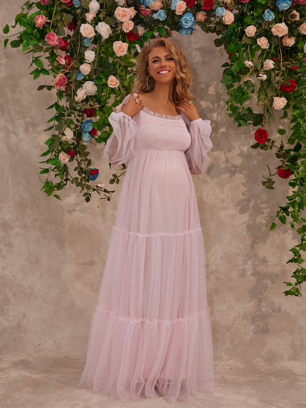 Haljina s čipkastim ovratnikom, dugim lampionskim rukavima, dugačka, poliester 95%+