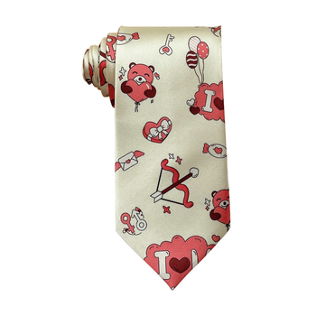 Kravata s motivom ruže i slatkim medvjedom; Materijal: poliester-saten; Stil: šipasti tip, muški; Obrada: ispis; Ambalaža: na veliko