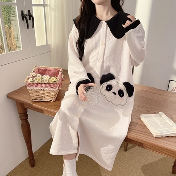 Trudnička i dojiljska haljina s dugim rukavima, veliki rever, jednobojna koža koze, srednja duljina