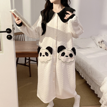 Trudnička i dojiljska haljina s dugim rukavima, veliki rever, jednobojna koža koze, srednja duljina