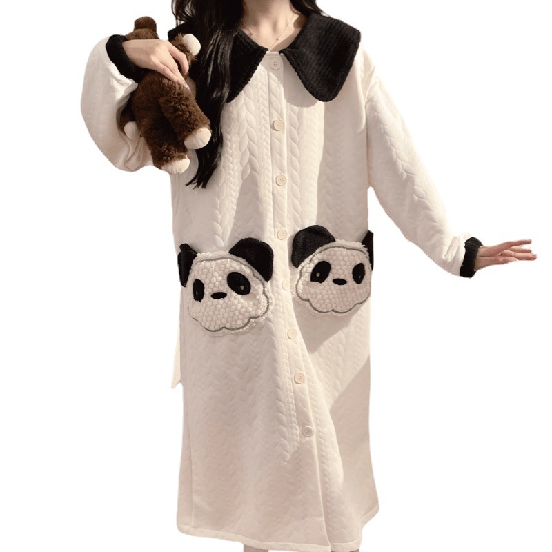 Trudnička i dojiljska haljina s dugim rukavima, veliki rever, jednobojna koža koze, srednja duljina