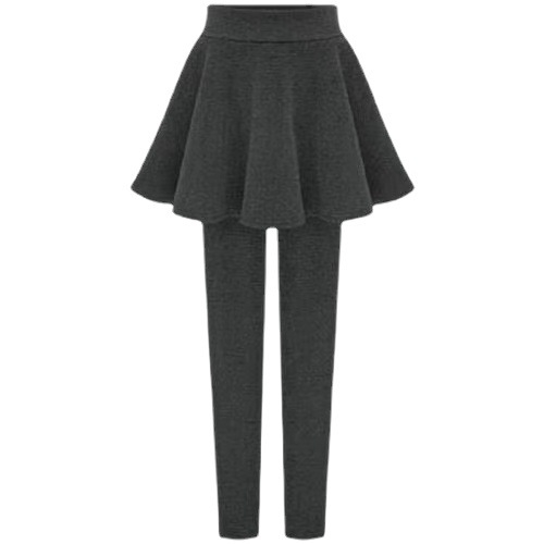 Plus-size talie înaltă – colanți-fustă cu design faux de două părți, într-un singur articol, pentru primăvară-toamnă-iarnă, gros, respirabil