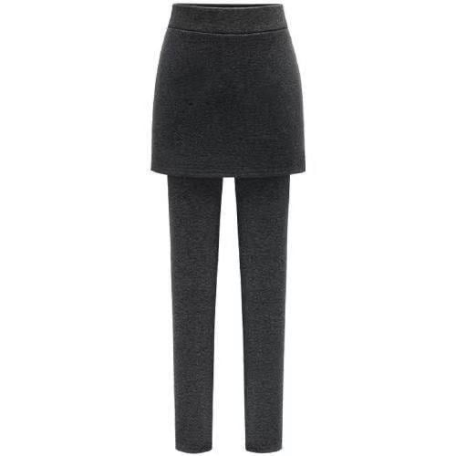 Plus-size talie înaltă – colanți-fustă cu design faux de două părți, într-un singur articol, pentru primăvară-toamnă-iarnă, gros, respirabil