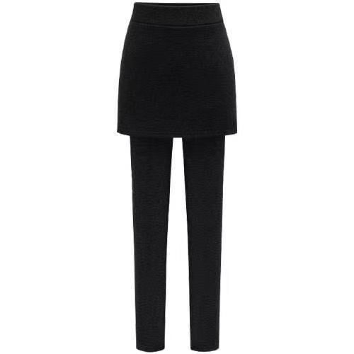 Plus-size talie înaltă – colanți-fustă cu design faux de două părți, într-un singur articol, pentru primăvară-toamnă-iarnă, gros, respirabil