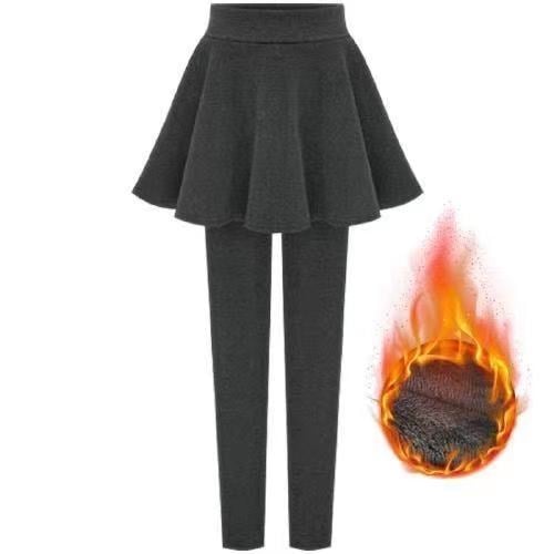 Plus-size talie înaltă – colanți-fustă cu design faux de două părți, într-un singur articol, pentru primăvară-toamnă-iarnă, gros, respirabil