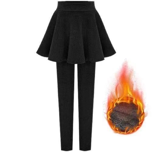 Plus-size talie înaltă – colanți-fustă cu design faux de două părți, într-un singur articol, pentru primăvară-toamnă-iarnă, gros, respirabil