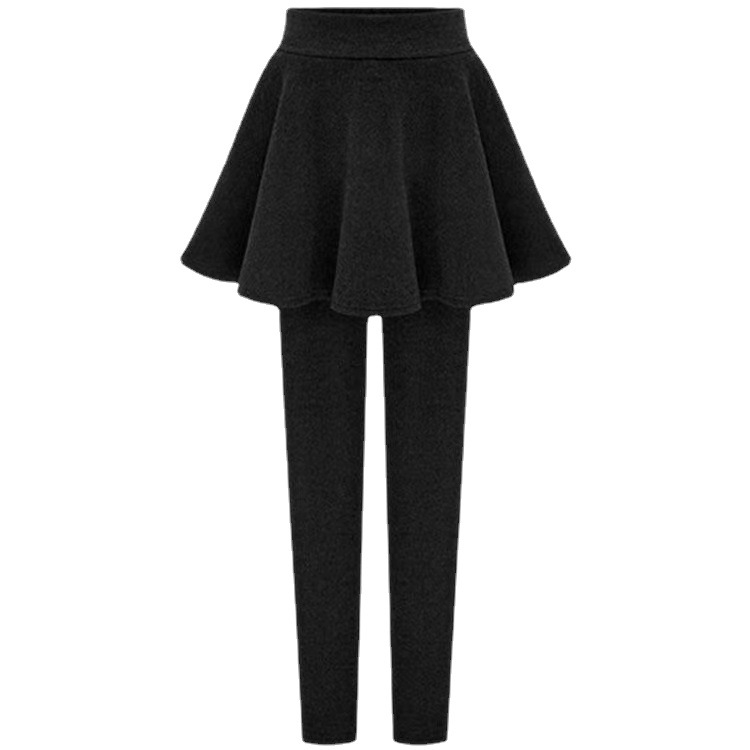 Plus-size talie înaltă – colanți-fustă cu design faux de două părți, într-un singur articol, pentru primăvară-toamnă-iarnă, gros, respirabil