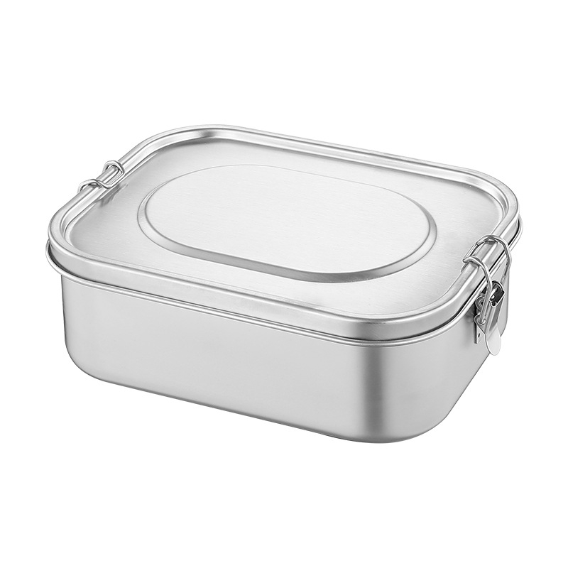 Kutija za ručak od 304 nehrđajućeg čelika, pravokutna, jednoslojna, 800–1000 ml (Materijal: 304 nehrđajući čelik; Kapacitet: 800–1000 ml; Oblik: pravokutan)