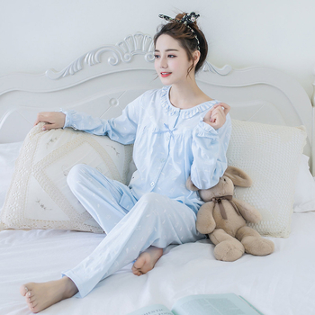 Pijama za dojenje od 100% pamuka, kardigan-stil top, dugi rukavi i duge hlače, otvor za dojenje