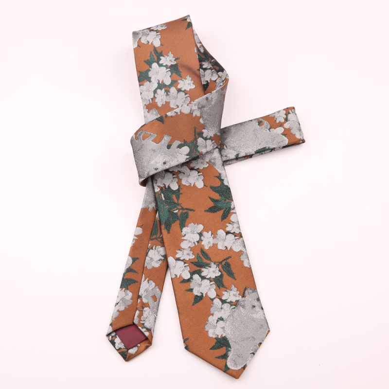 Unisex poliester jacquard kravata s cvjetnim uzorkom — standardna širina, tip strelice, moderan stil