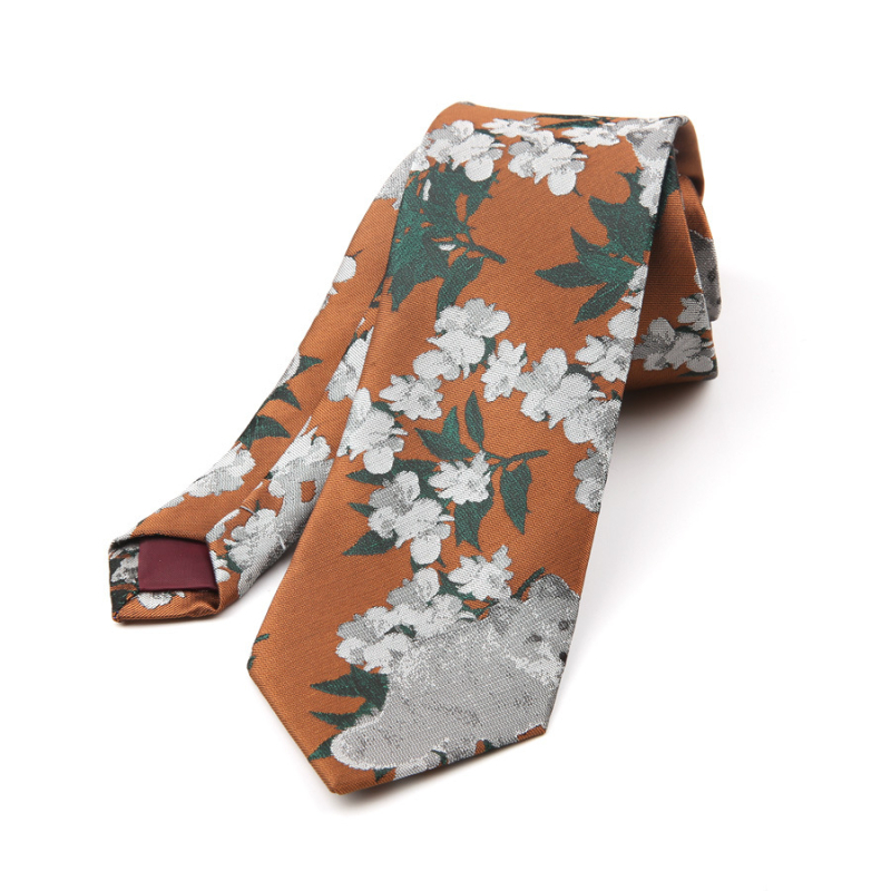 Unisex poliester jacquard kravata s cvjetnim uzorkom — standardna širina, tip strelice, moderan stil