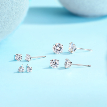 Geometrijski moissanitni stud naušnice s 925 srebrnim postavkama, klasičan stil, svježe i slatko