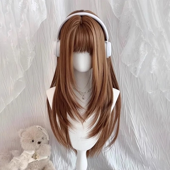 Perika prirodnog stila, vlakna otporna na toplinu, Qi bangs — model: ravna kosa s bangs