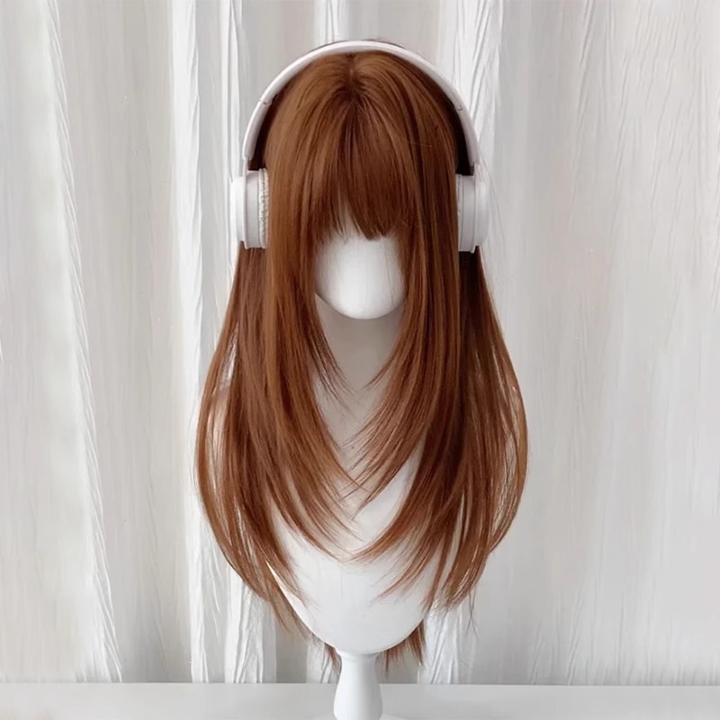 Perika prirodnog stila, vlakna otporna na toplinu, Qi bangs — model: ravna kosa s bangs