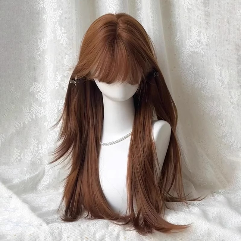 Perika prirodnog stila, vlakna otporna na toplinu, Qi bangs — model: ravna kosa s bangs