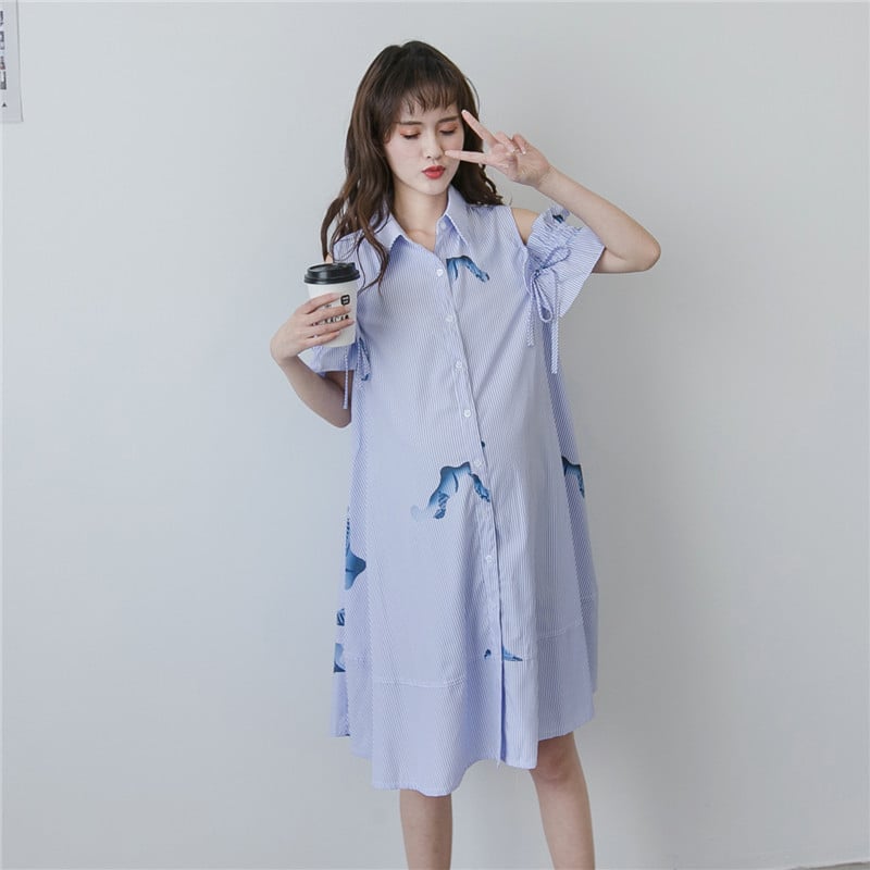 Haljina za trudnice od chenilla s kragnom od krzna, fishtail suknja, udio pamuka ispod 30%