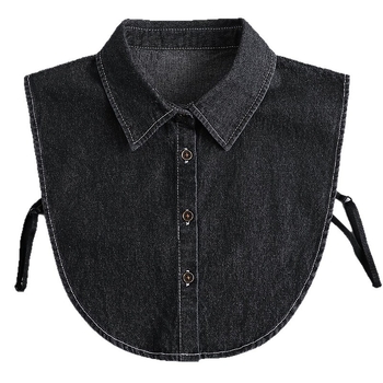Ženski denim ovratnik – odvojivi lažni ovratnik, pamučni materijal, pamučna podstava, jednobojni uzorak, japansko-korejski stil, jesen 2025.