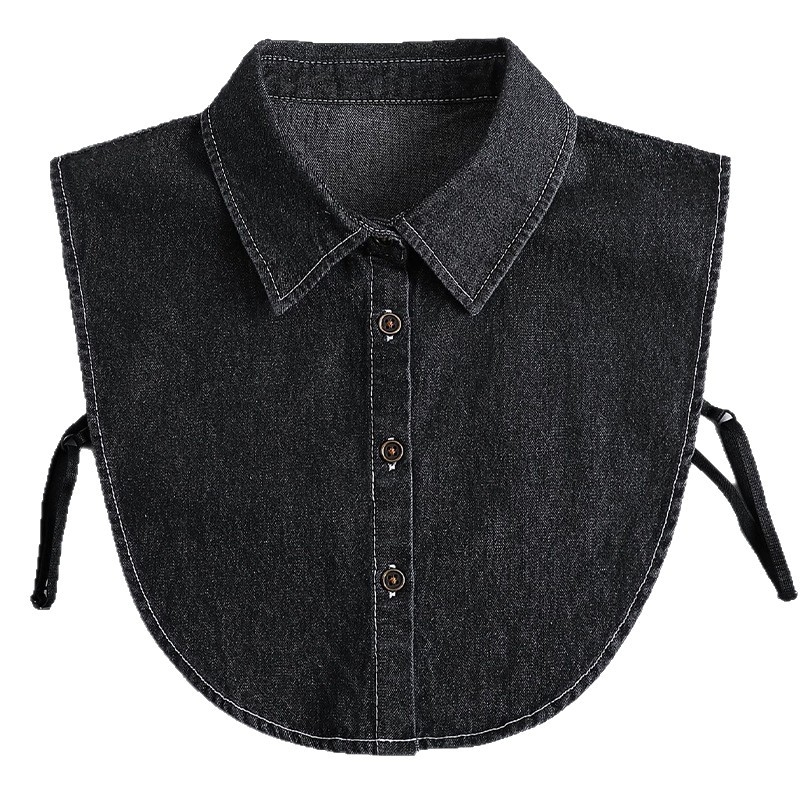 Ženski denim ovratnik – odvojivi lažni ovratnik, pamučni materijal, pamučna podstava, jednobojni uzorak, japansko-korejski stil, jesen 2025.