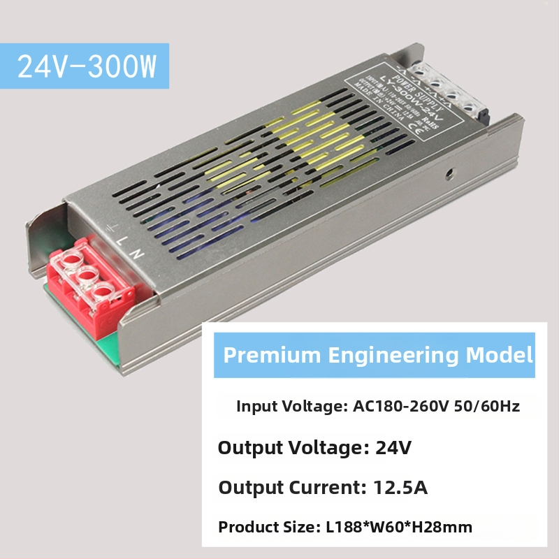 LED импулсно захранване с постоянен волтаж, вход 220 V AC, изход 12–24 V DC, до 16.6 A, 400 W, защита: претоварване, късо съединение, прекомерно напрежение, прегряване, прекомерен ток