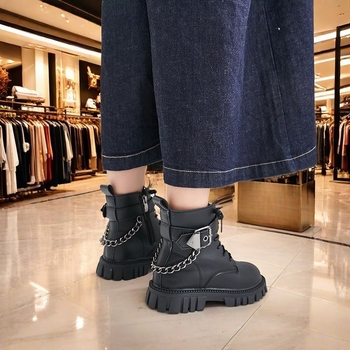 Dječje Martin čizme za jesen-zimu, bočni zip, umjetna koža, gumeni potplat, niski kroj čizme, uzrast 4–16 godina