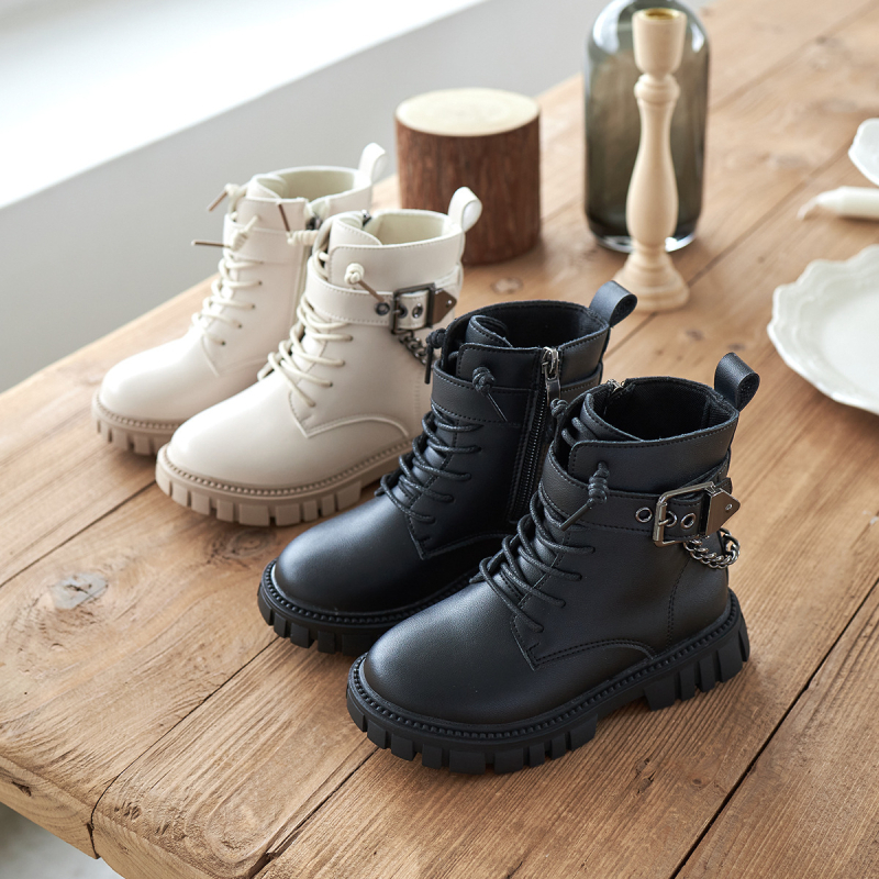Dječje Martin čizme za jesen-zimu, bočni zip, umjetna koža, gumeni potplat, niski kroj čizme, uzrast 4–16 godina