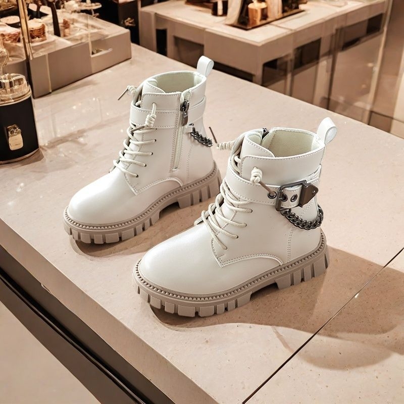 Dječje Martin čizme za jesen-zimu, bočni zip, umjetna koža, gumeni potplat, niski kroj čizme, uzrast 4–16 godina