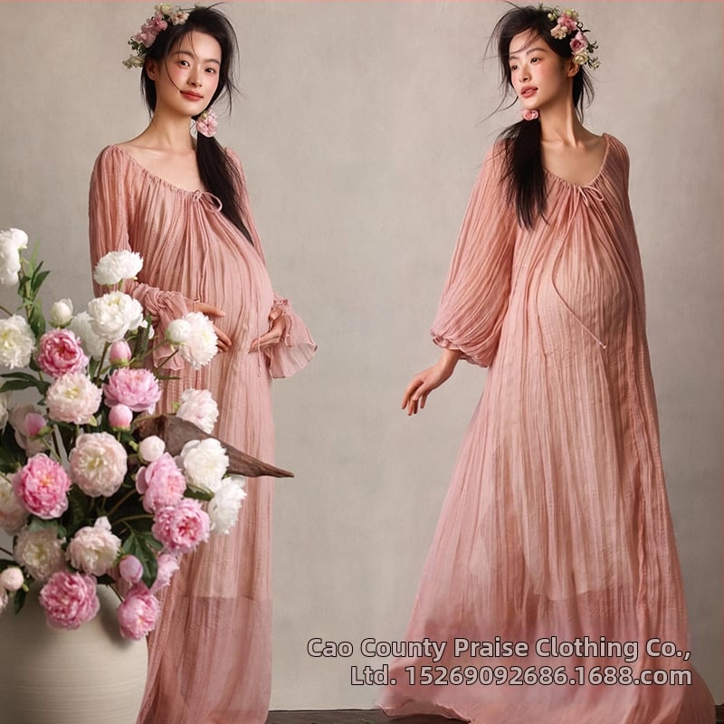 Костюм с пола за бременни: дълги ръкави, полиестер 70–80%, лято 2025, стил свеж и сладък