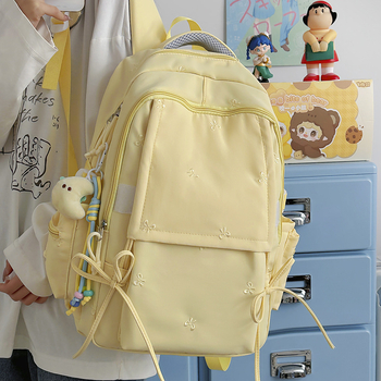 Νάιλον αδιάβροχο σχολικό σακίδιο σε ιαπωνικό στυλ με μοτίβο κυμάτων, καμπύλοι ιμάντες, επένδυση από νάιλον για μαθητές γυμνασίου