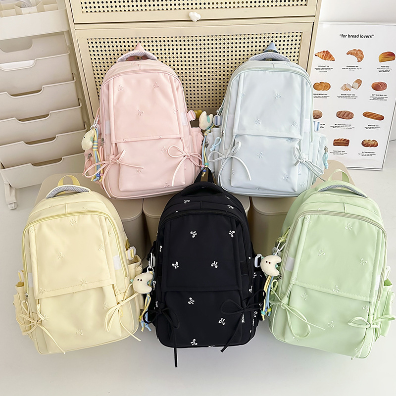 Νάιλον αδιάβροχο σχολικό σακίδιο σε ιαπωνικό στυλ με μοτίβο κυμάτων, καμπύλοι ιμάντες, επένδυση από νάιλον για μαθητές γυμνασίου