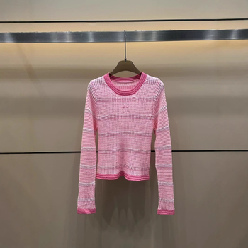 Ženski pleteni džemper s color-block dizajnom i prozračnom pleteninom, dugi rukavi, okrugli izrez, poliester