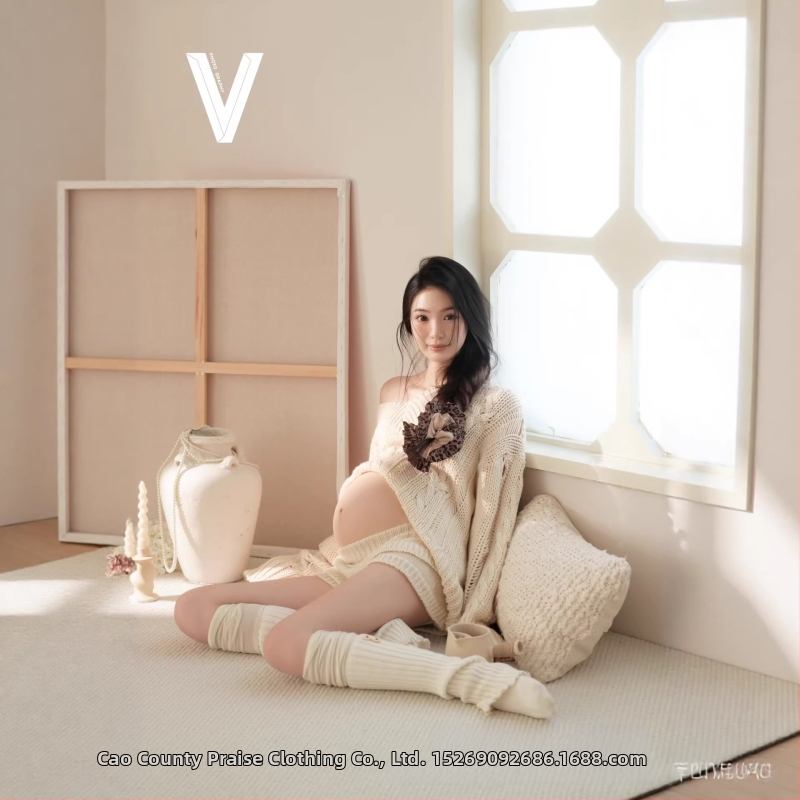 Комплект рокля за фотосесия на бременна жена | дълга рокля, дълъг ръкав Raglan, полиестрова тъкан, зимен сезон 2026