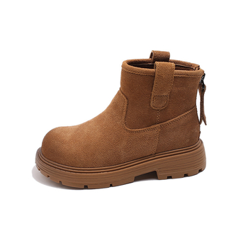 Dječje Martin čizme od velura s fleece podstavom, srednji visina potkoljenice, stražnji zatvarač, gumeni đon, zimski model