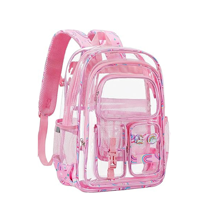 Prozirni školski ruksak od PVC-a, vodootporan, kapaciteta 20–35 L, za 16-inčni laptop, unisex, uzorak životinja, remeni s jastucima zraka