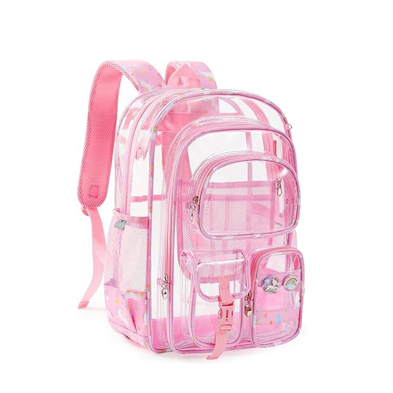 Prozirni školski ruksak od PVC-a, vodootporan, kapaciteta 20–35 L, za 16-inčni laptop, unisex, uzorak životinja, remeni s jastucima zraka