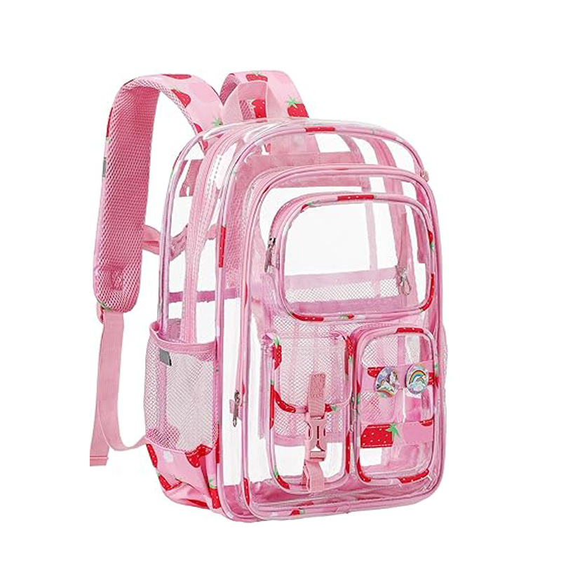 Prozirni školski ruksak od PVC-a, vodootporan, kapaciteta 20–35 L, za 16-inčni laptop, unisex, uzorak životinja, remeni s jastucima zraka
