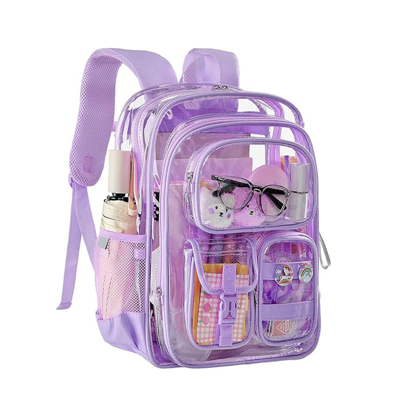 Prozirni školski ruksak od PVC-a, vodootporan, kapaciteta 20–35 L, za 16-inčni laptop, unisex, uzorak životinja, remeni s jastucima zraka