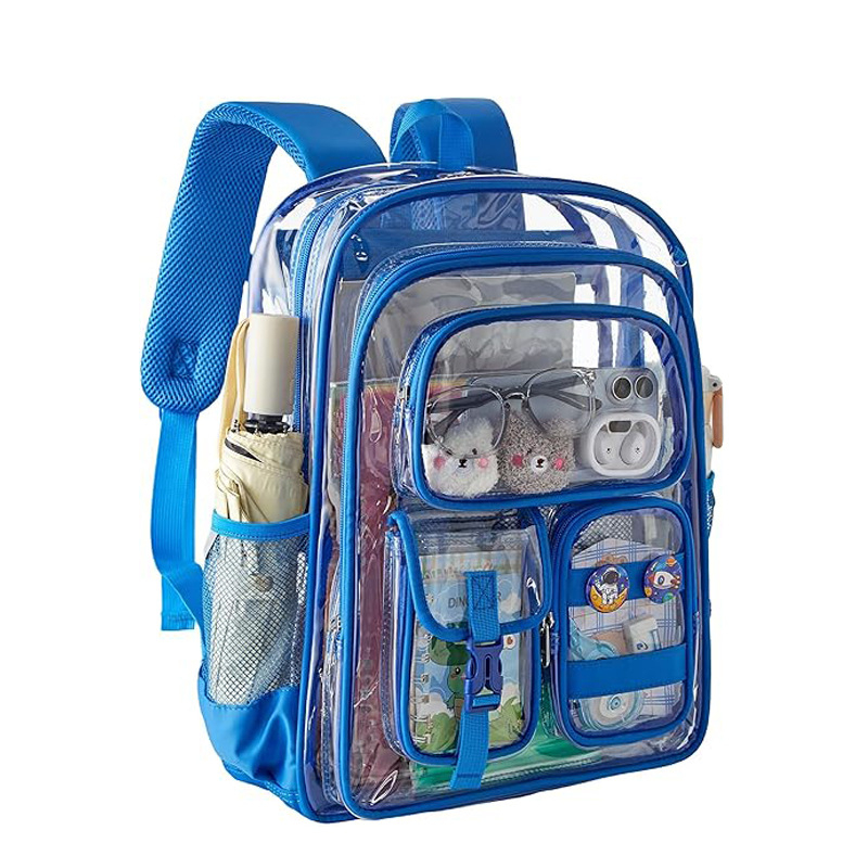 Prozirni školski ruksak od PVC-a, vodootporan, kapaciteta 20–35 L, za 16-inčni laptop, unisex, uzorak životinja, remeni s jastucima zraka